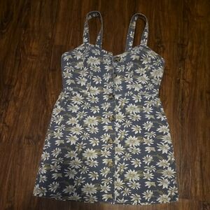 BDG Urban Outfitters Denim Floral Dress Fitted With Pockets